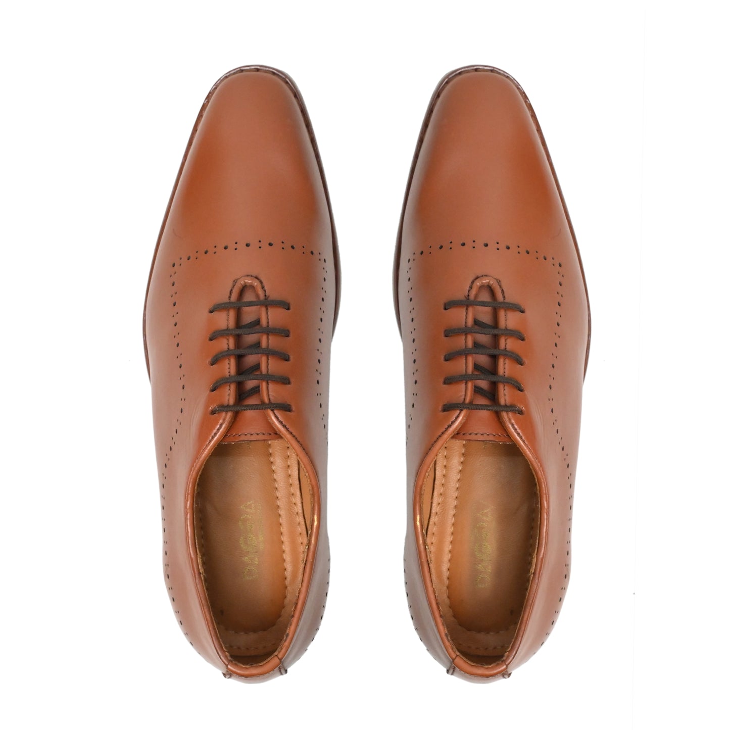 Dagga Men’s Wholecut Brogue Genuine Leather Shoes – Formal Oxford Shoes - Tan & Black