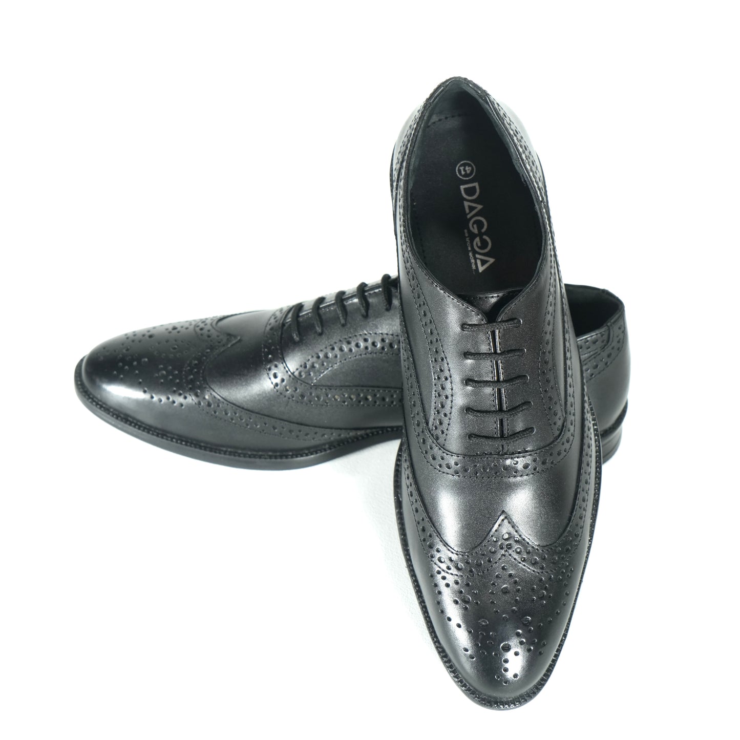 Dagga Men's Black / Brown Oxford Brogue Casual Cum Formal Leather Shoes