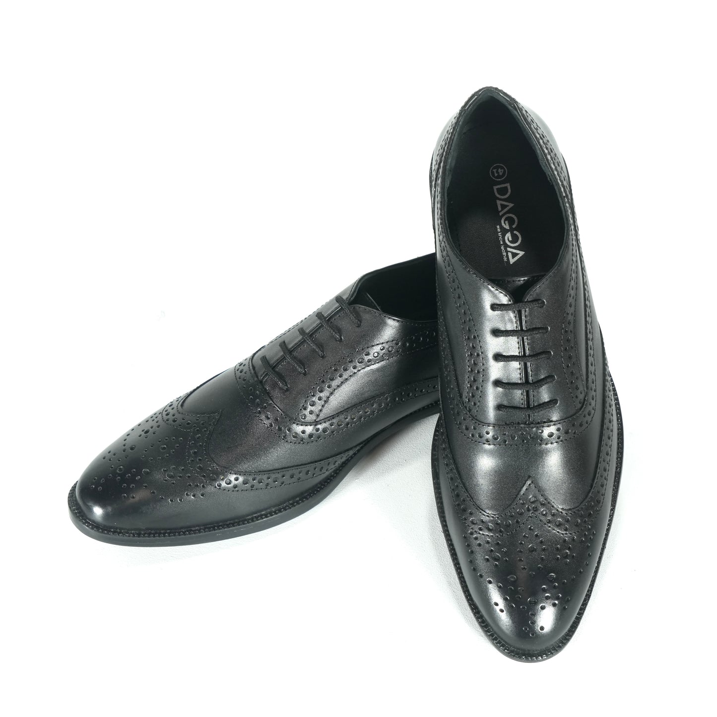 Dagga Men's Black / Brown Oxford Brogue Casual Cum Formal Leather Shoes