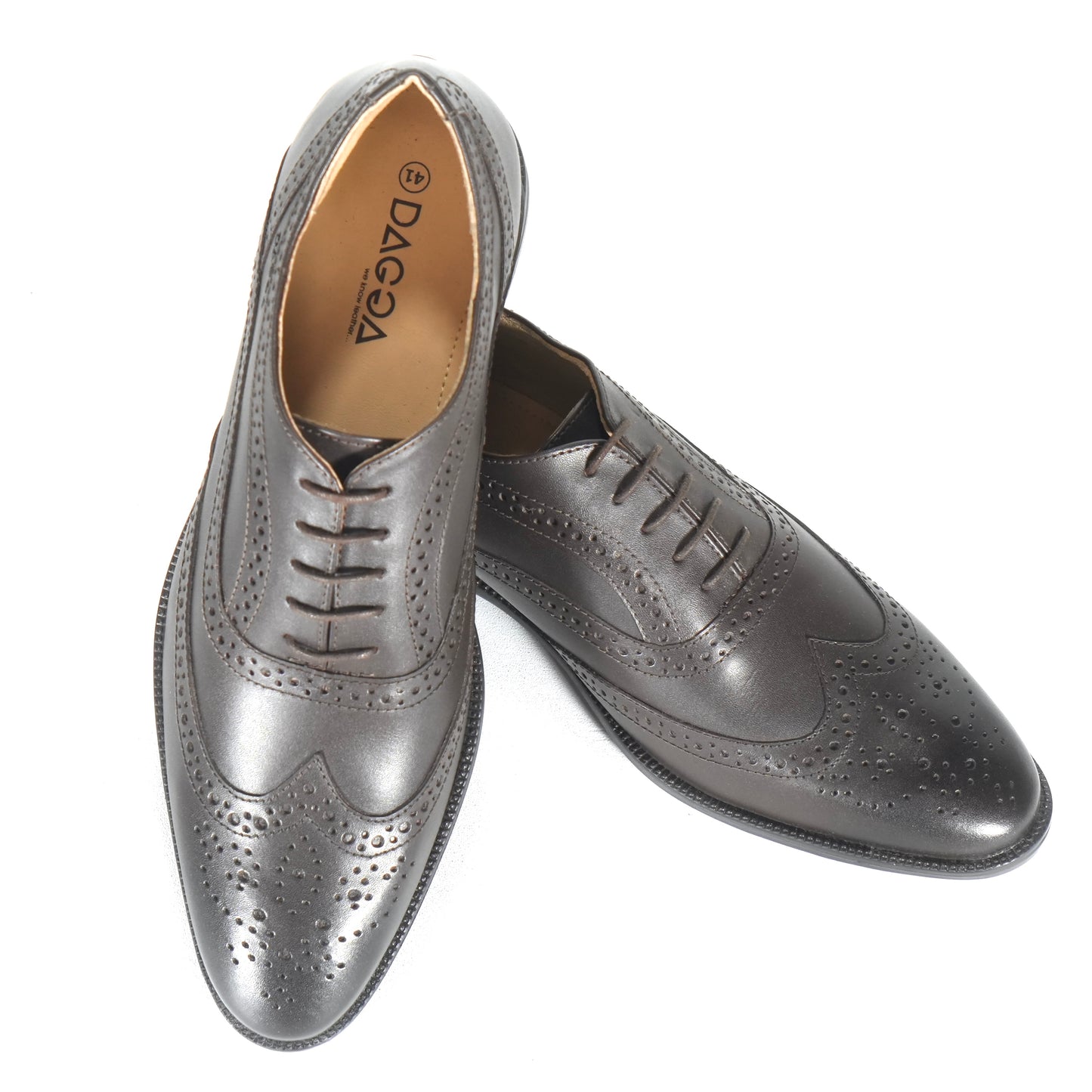 Dagga Men's Black / Brown Oxford Brogue Casual Cum Formal Leather Shoes
