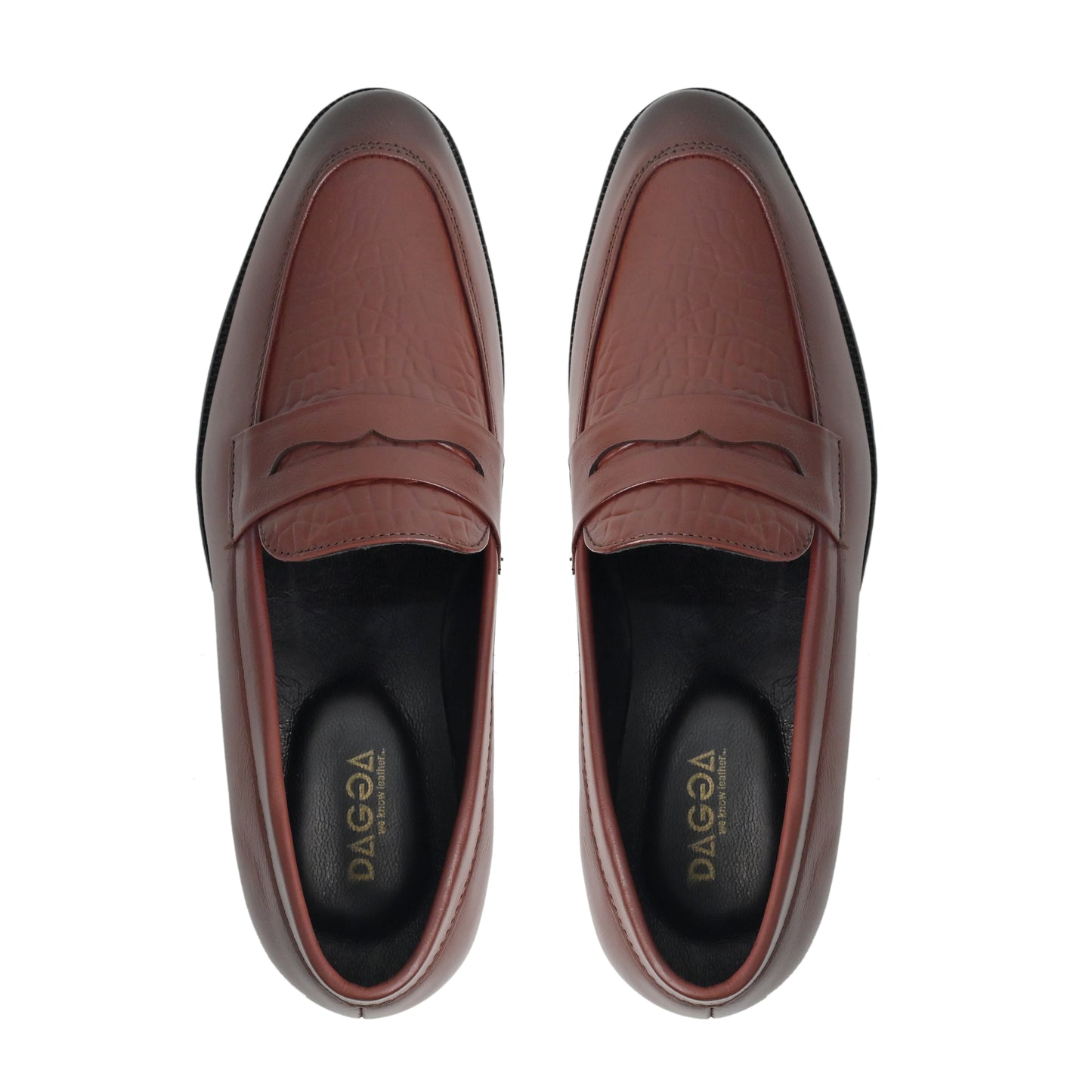 Dagga Black / Brown Formal Leather Penny Loafers for Men
