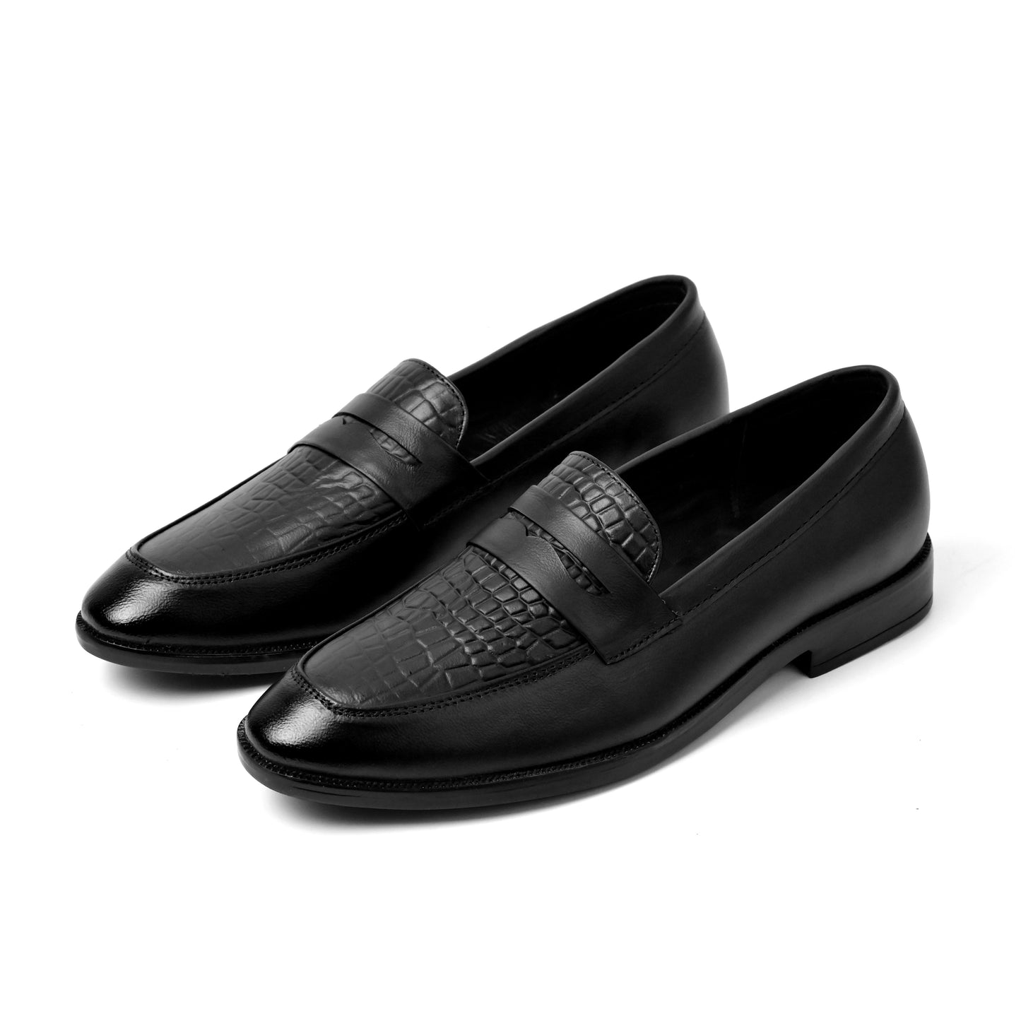 Dagga Black / Brown Formal Leather Penny Loafers for Men