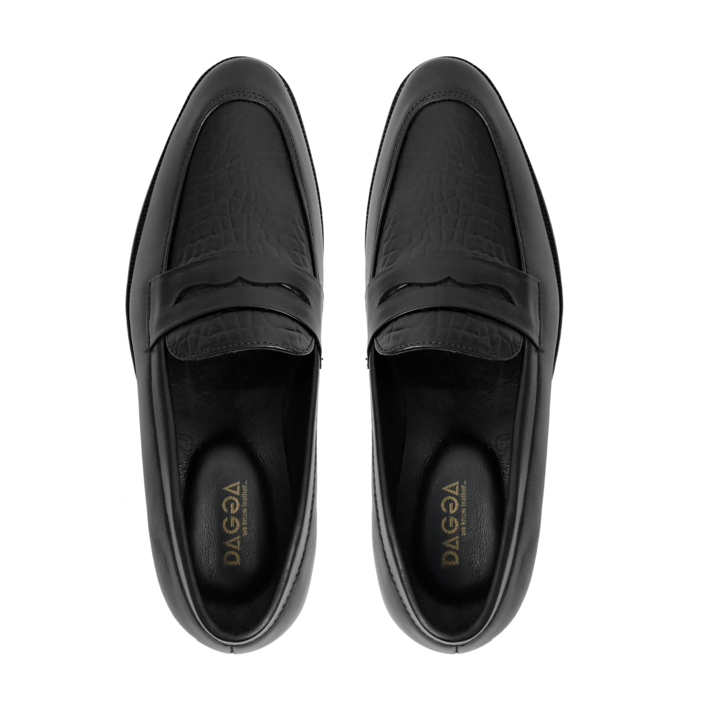 Dagga Black / Brown Formal Leather Penny Loafers for Men