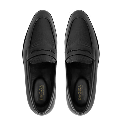 Dagga Black / Brown Formal Leather Penny Loafers for Men