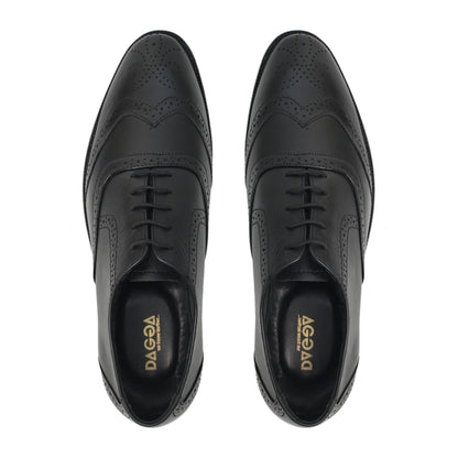 Dagga Men's Black / Brown Oxford Brogue Casual Cum Formal Leather Shoes