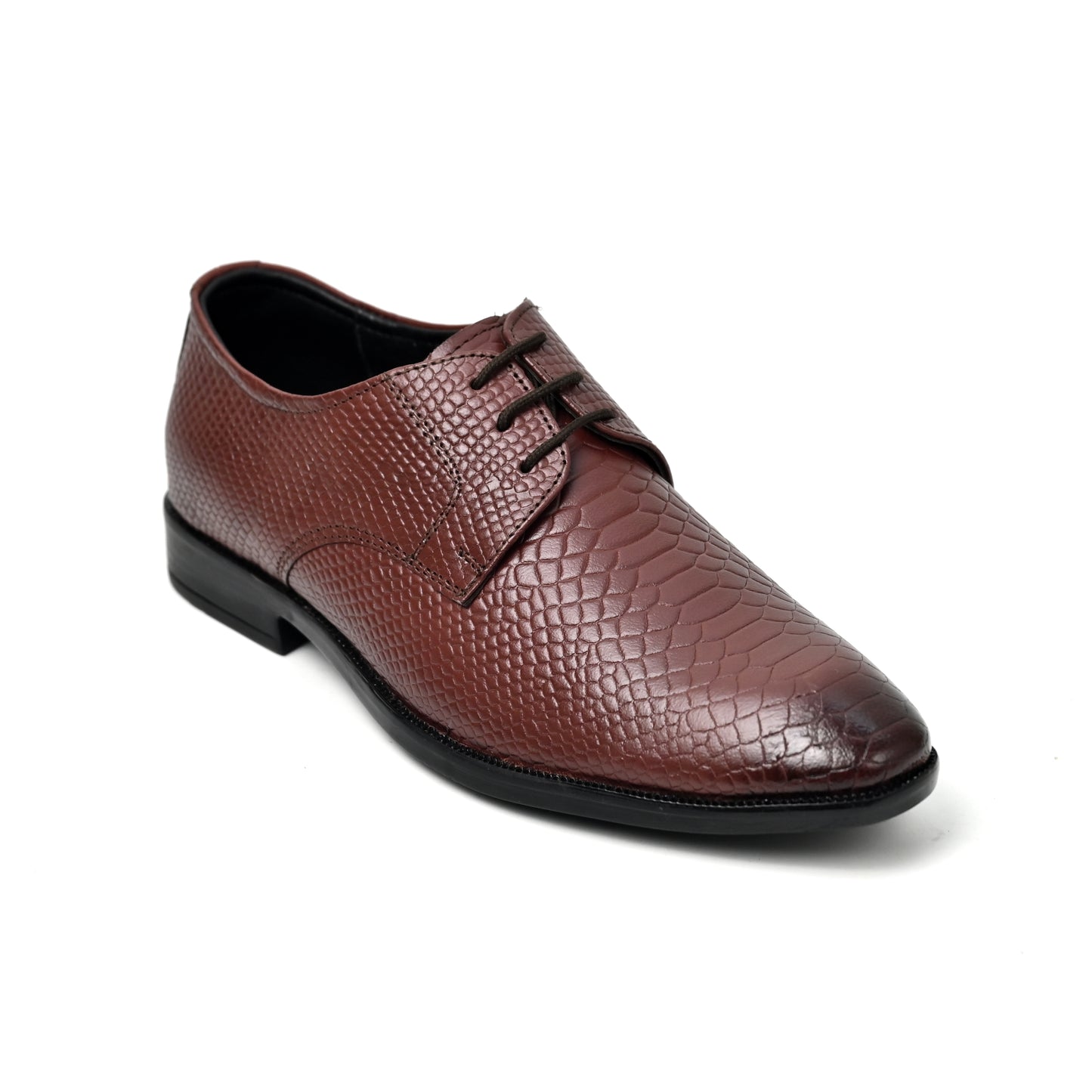 Dagga Men’s Genuine Leather Crocodile Textured Lace-Up Formal Shoes – Black & Brown