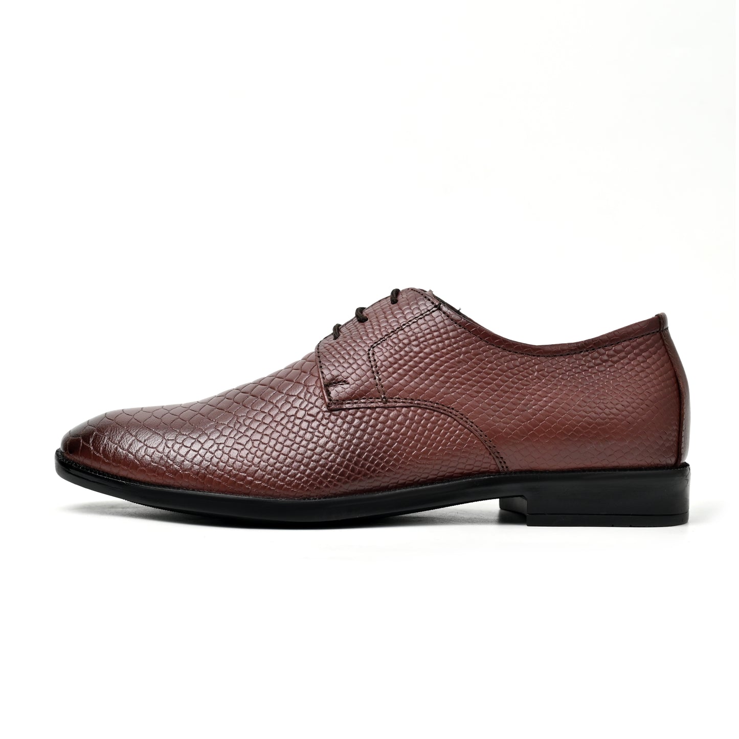 Dagga Men’s Genuine Leather Crocodile Textured Lace-Up Formal Shoes – Black & Brown