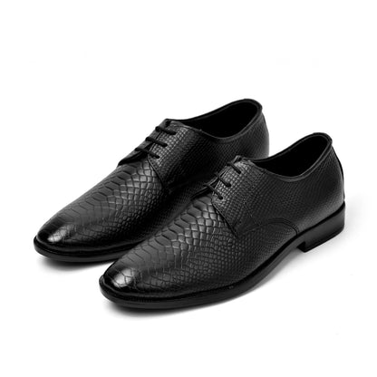 Dagga Men’s Genuine Leather Crocodile Textured Lace-Up Formal Shoes – Black & Brown