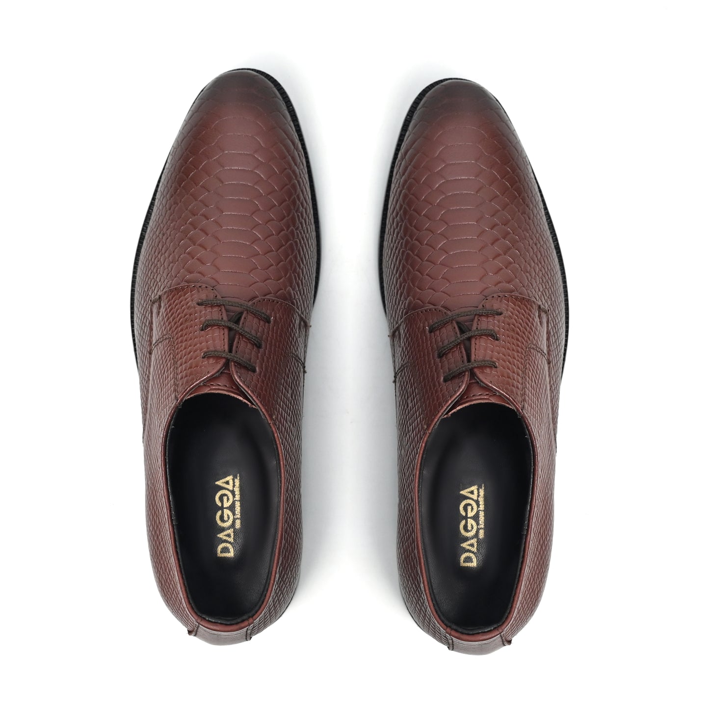 Dagga Men’s Genuine Leather Crocodile Textured Lace-Up Formal Shoes – Black & Brown