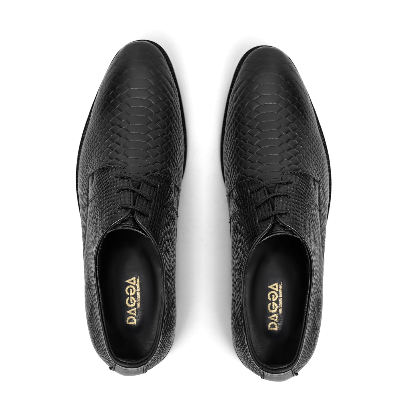 Dagga Men’s Genuine Leather Crocodile Textured Lace-Up Formal Shoes – Black & Brown