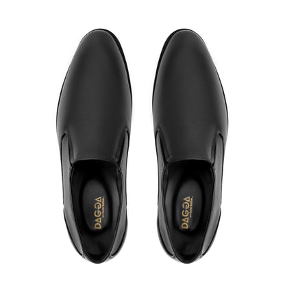 Dagga Men’s Genuine Leather Black / Brown Slip-On Formal Shoes – Comfortable Office & Party Wear