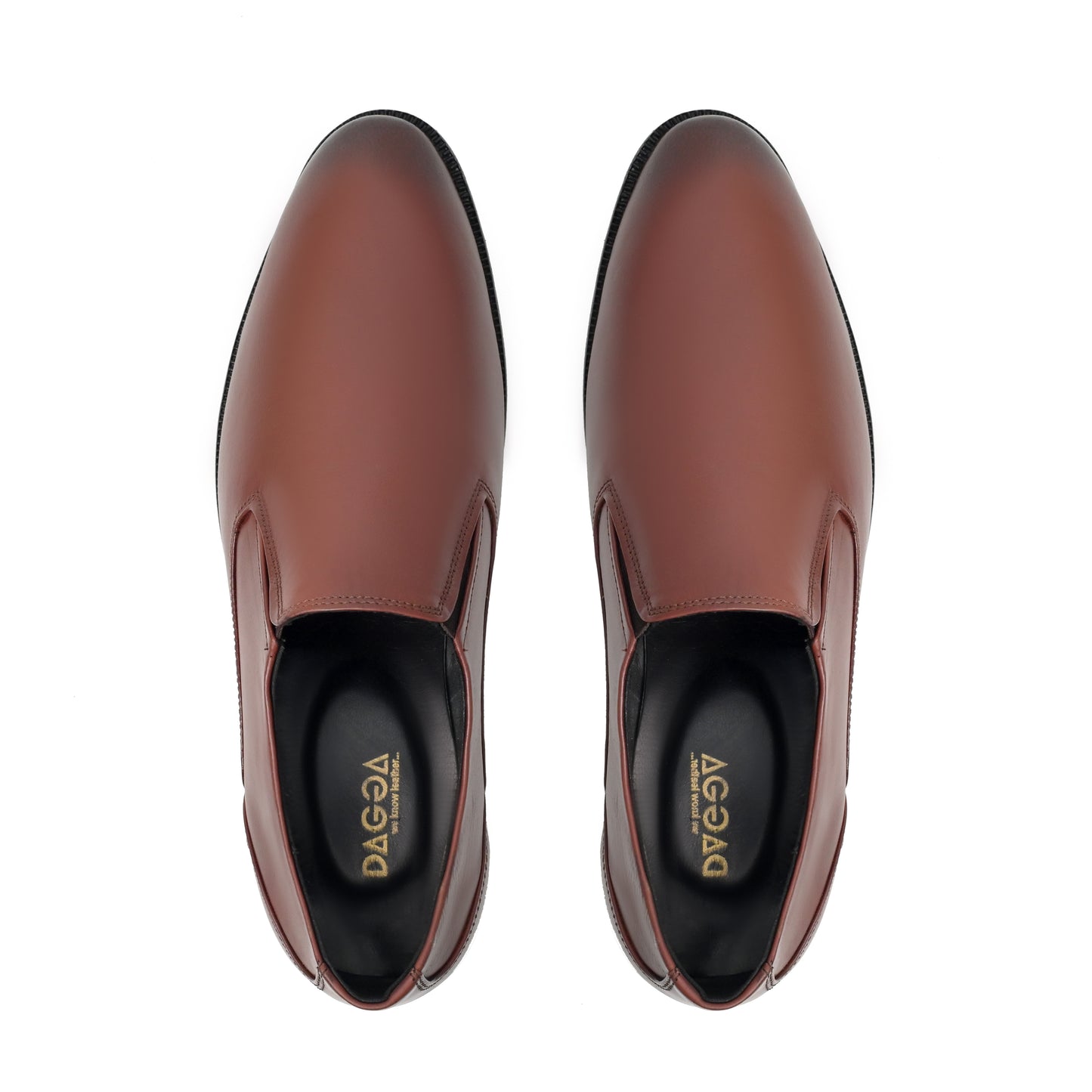 Dagga Men’s Genuine Leather Black / Brown Slip-On Formal Shoes – Comfortable Office & Party Wear
