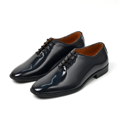 Dagga Men’s Patent Leather Oxford Shoes – Black Glossy Formal Lace-Up Dress Shoes