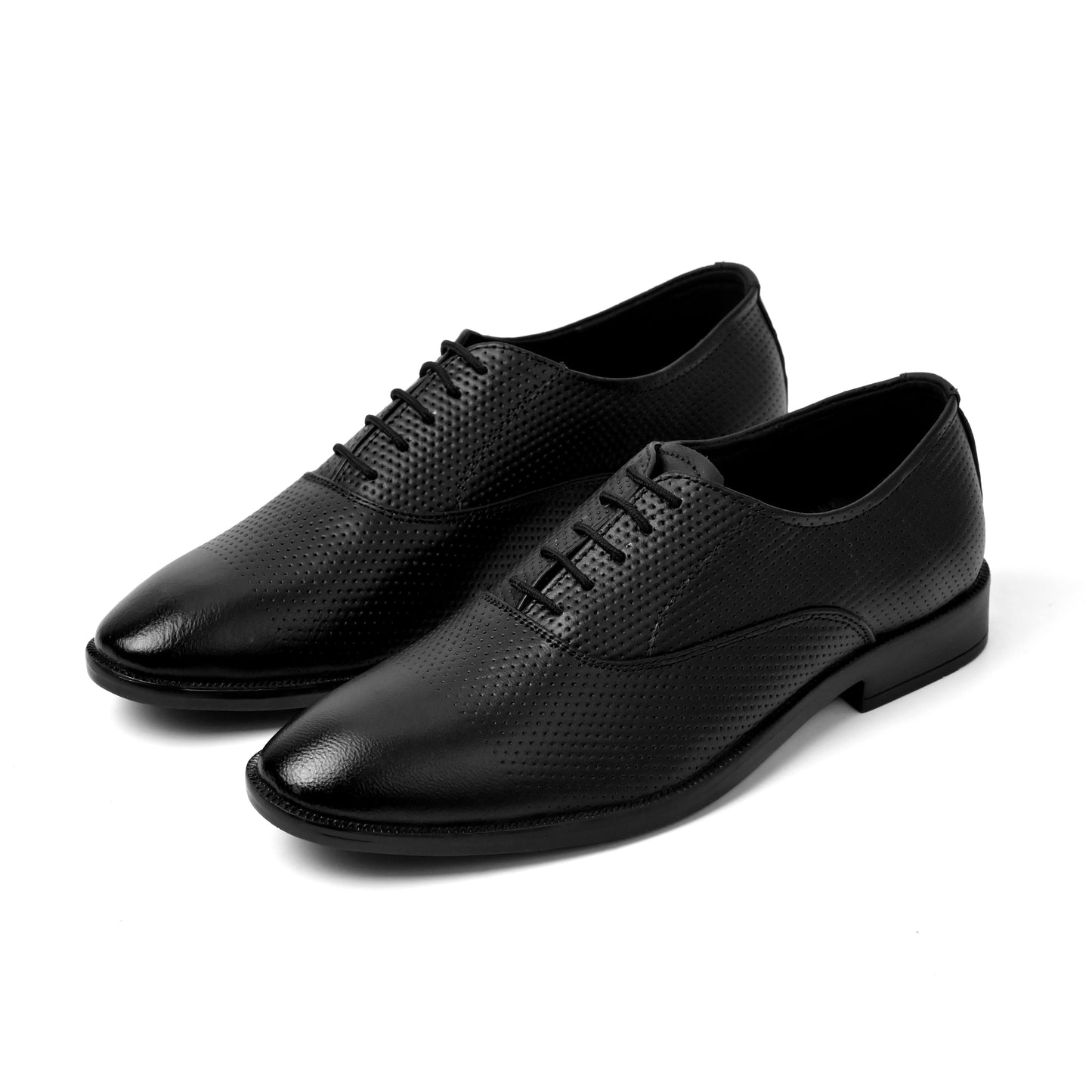 Dagga Men’s Genuine Leather Oxford Shoes – Perforated Formal Lace-Up Dress Shoes - Black & Brown