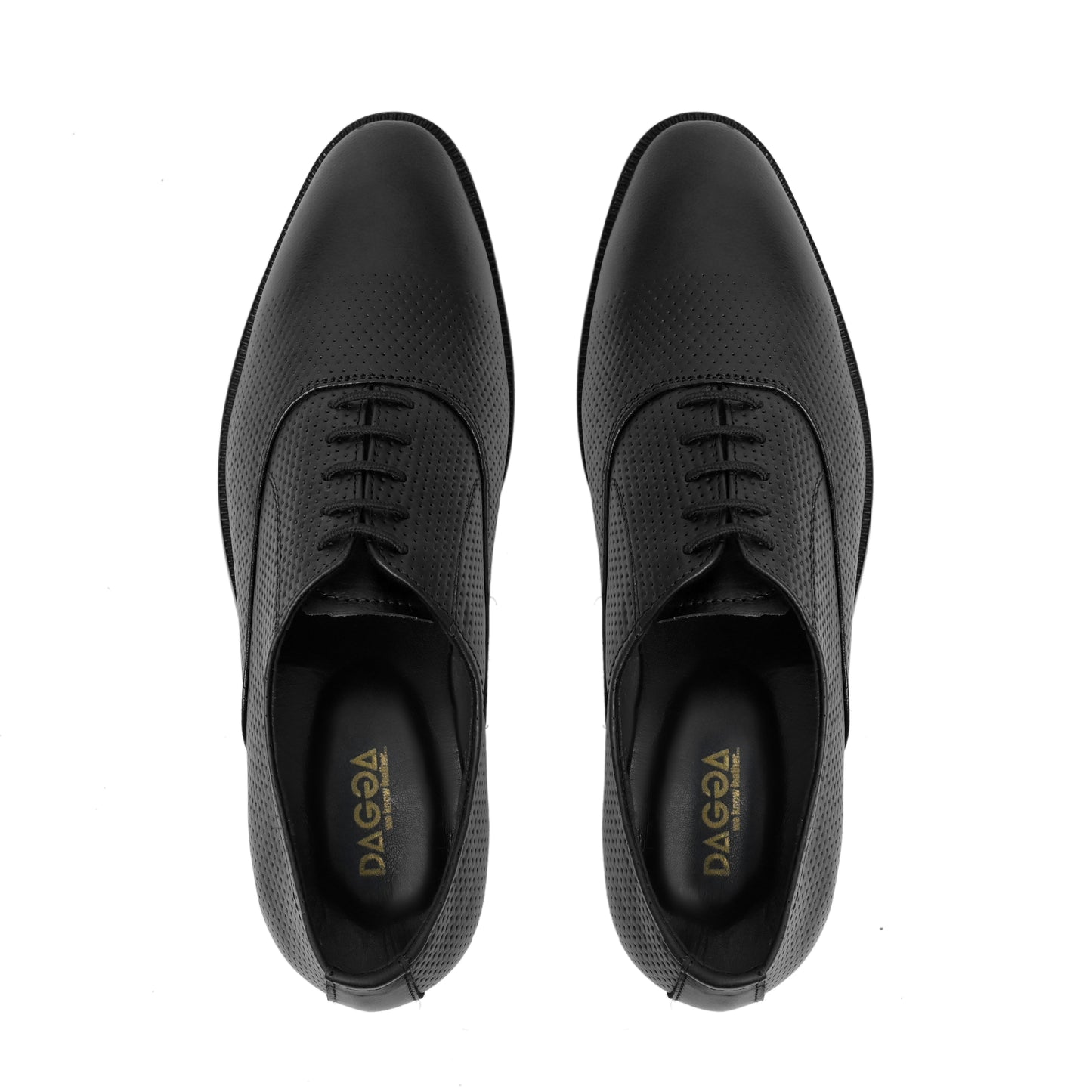 Dagga Men’s Genuine Leather Oxford Shoes – Perforated Formal Lace-Up Dress Shoes - Black & Brown