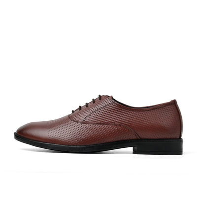 Dagga Men’s Genuine Leather Oxford Shoes – Perforated Formal Lace-Up Dress Shoes - Black & Brown