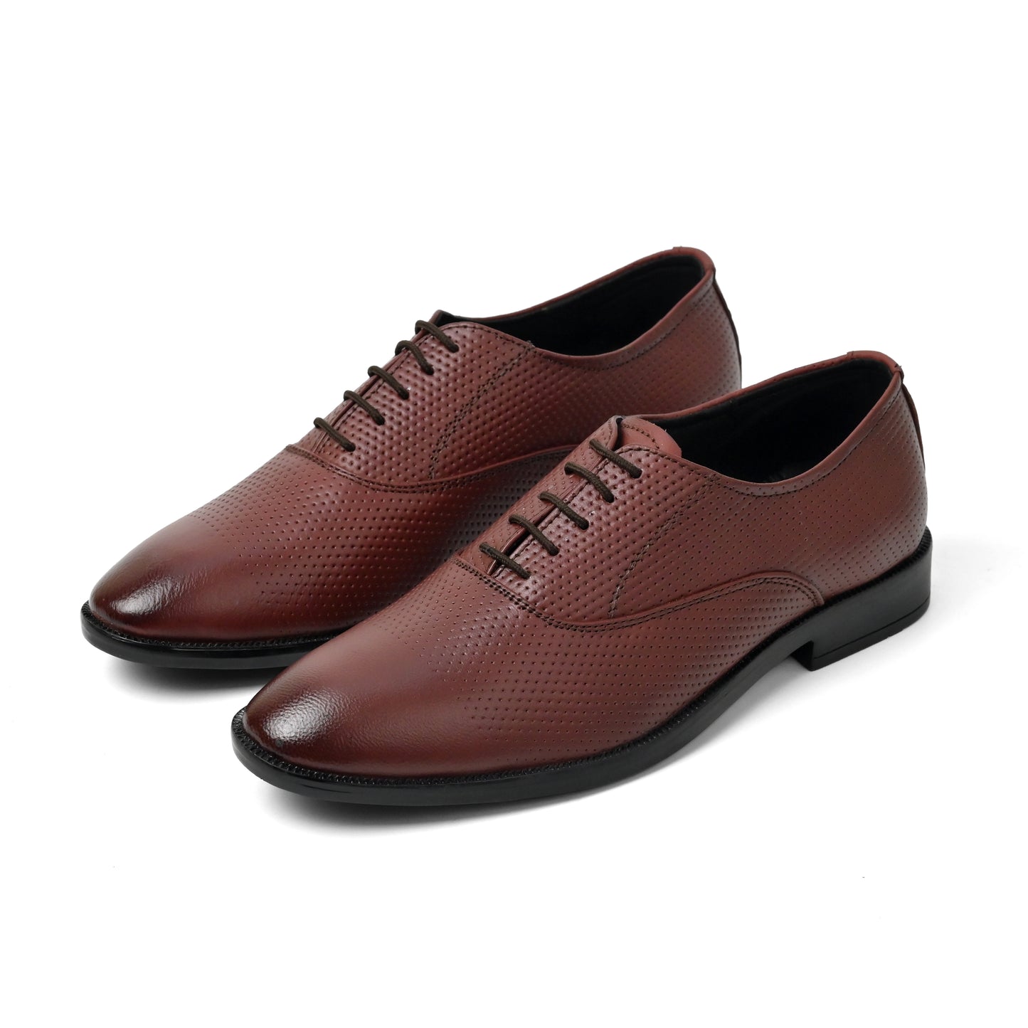 Dagga Men’s Genuine Leather Oxford Shoes – Perforated Formal Lace-Up Dress Shoes - Black & Brown