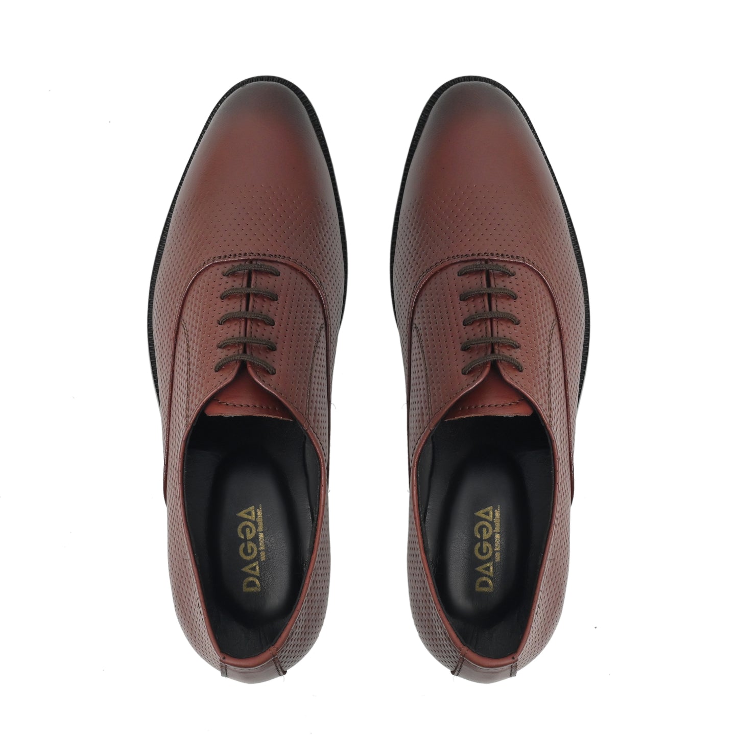 Dagga Men’s Genuine Leather Oxford Shoes – Perforated Formal Lace-Up Dress Shoes - Black & Brown