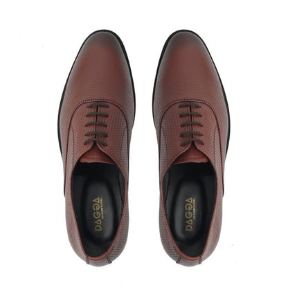 Dagga Men’s Genuine Leather Oxford Shoes – Perforated Formal Lace-Up Dress Shoes - Black & Brown