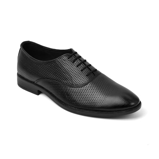 Dagga Men’s Genuine Leather Oxford Shoes – Perforated Formal Lace-Up Dress Shoes - Black & Brown