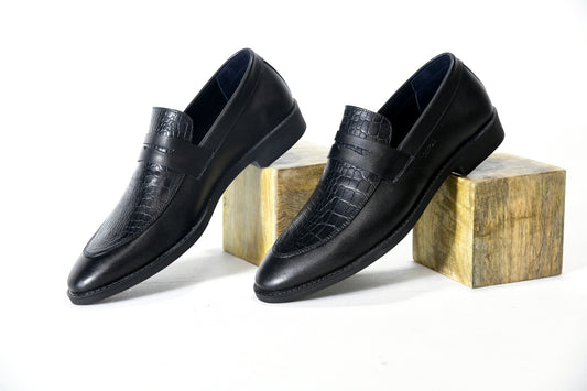 Dagga Black / Brown Formal Leather Penny Loafers for Men