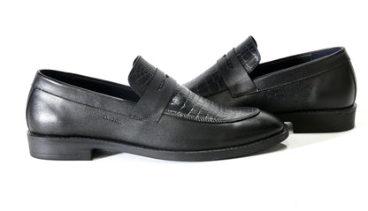 Dagga Black / Brown Formal Leather Penny Loafers for Men
