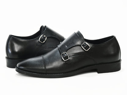 Dagga Men's Black / Brown Double Monk Leather Shoes